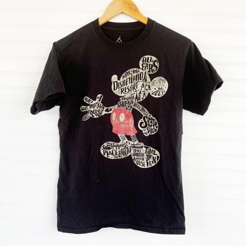 Disney Parks By Hanes Mickey Mouse Silhouette Words Disneyland TShirt Size Small